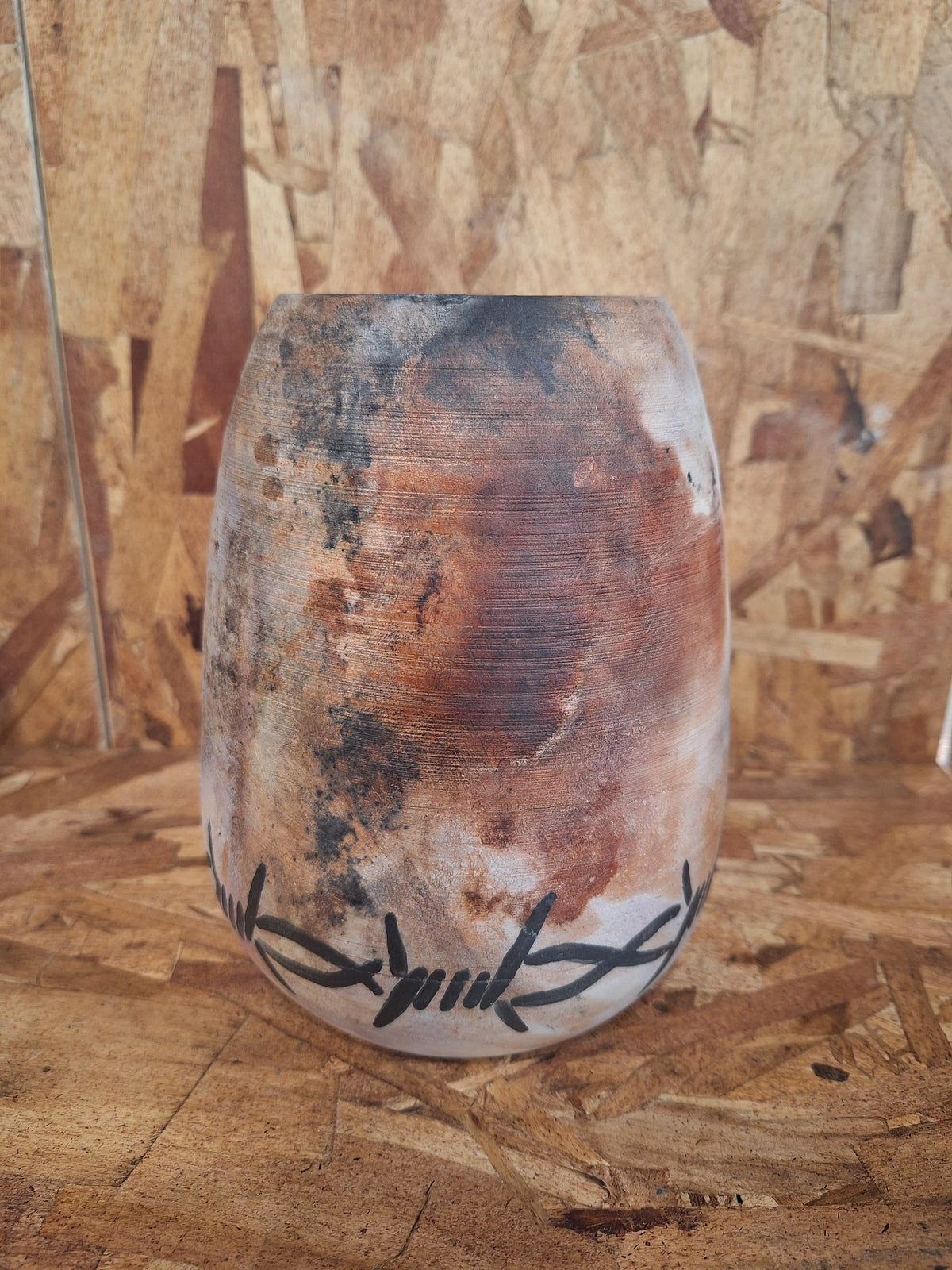 Pit Fired Vase Barbed Wire
