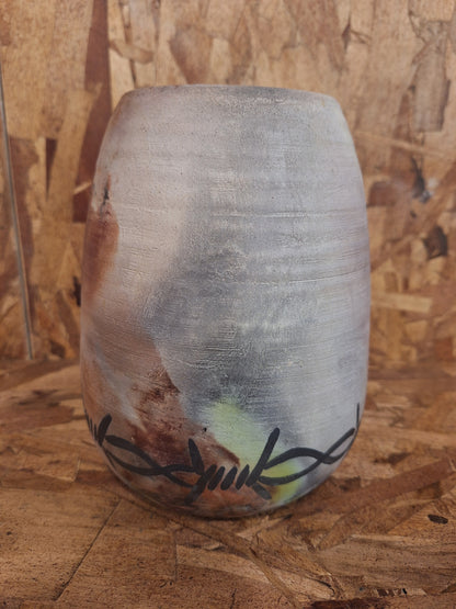 Pit Fired Vase Barbed Wire